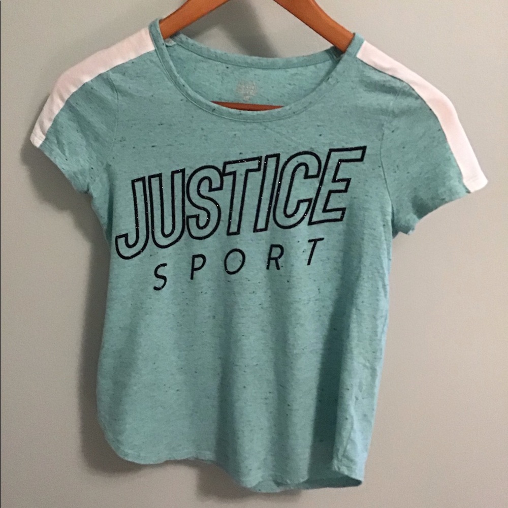 Justice aqua short sleeve tee shirt